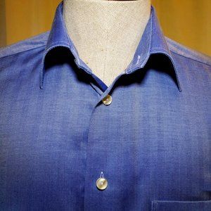 ETON of Sweden, NWOT,  French Blue, 16/41 100% Cotton Micro Herringbone